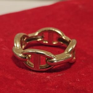 Milor Italy 925 Gold Plated Chain Link Ring Ala Hermes Chaine D'Ancre